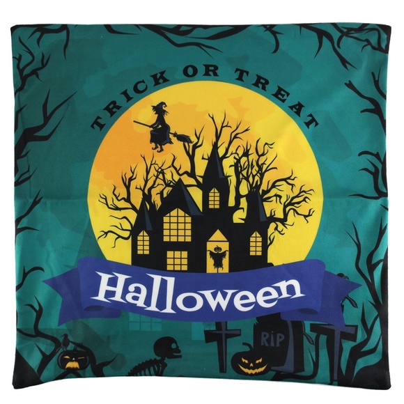 Set of 4 Trick & Treat Halloween Pillow Case Cover - Picture 4 of 12